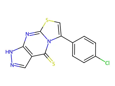 Pyrazolo(3,4-d)thiazolo(3,2-a)pyrimidine-4(1H)-thione, 6-(4-chlorophenyl)- structure