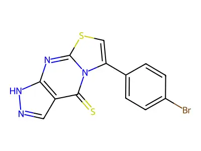 Pyrazolo(3,4-d)thiazolo(3,2-a)pyrimidine-4(1H)-thione, 6-(4-bromophenyl)- structure