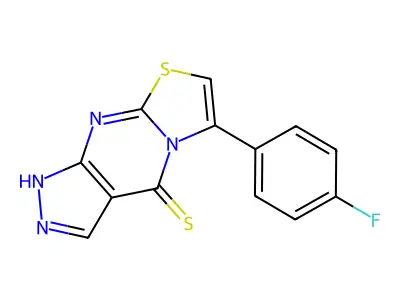 Pyrazolo(3,4-d)thiazolo(3,2-a)pyrimidine-4(1H)-thione, 6-(4-fluorophenyl)- structure