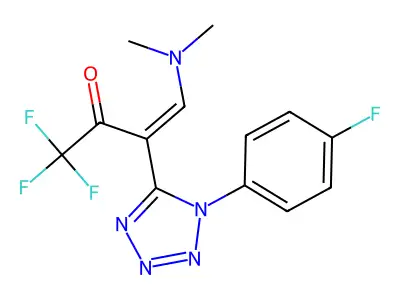 4-(dimethylamino)-1,1,1-trifluoro-3-[1-(4-fluorophenyl)-1H-1,2,3,4-tetraazol-5-yl]but-3-en-2-one structure