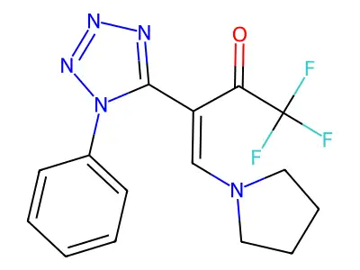 (Z)-1,1,1-trifluoro-3-(1-phenyltetrazol-5-yl)-4-pyrrolidin-1-ylbut-3-en-2-one structure