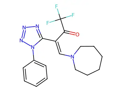 (Z)-4-(azepan-1-yl)-1,1,1-trifluoro-3-(1-phenyltetrazol-5-yl)but-3-en-2-one structure