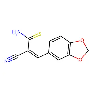 (E)-3-(1,3-benzodioxol-5-yl)-2-cyanoprop-2-enethioamide structure