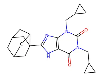 1,3-Bis(cyclopropylmethyl)-8-(3-noradamantyl)xanthine structure