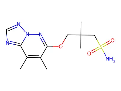 7,8-Dimethyl-6-(2,2-dimethyl-3-sulfamoyl-1-propoxy)(1,2,4)triazolo(1,5-b)pyridazine structure