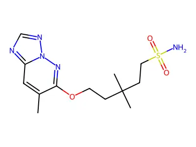 6-(3,3-Dimethyl-5-sulfamoyl-1-pentyloxy)-7-methyl(1,2,4)triazolo(1,5-b)pyridazine structure