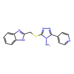 3-(1H-benzimidazol-2-ylmethylsulfanyl)-5-pyridin-4-yl-1,2,4-triazol-4-amine structure