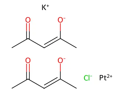 Platinum(2+) potassium chloride 4-oxopent-2-en-2-olate (1/1/1/2) structure