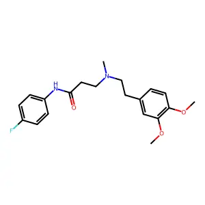 3-[2-(3,4-dimethoxyphenyl)ethyl-methylamino]-N-(4-fluorophenyl)propanamide structure