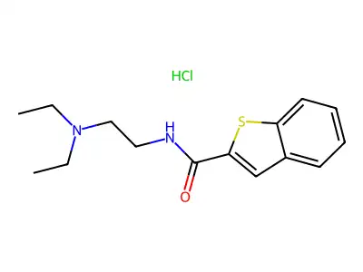 BENZO(b)THIOPHENE-2-CARBOXAMIDE, N-(2-(DIETHYLAMINO)ETHYL)-, HYDROCHLORIDE structure