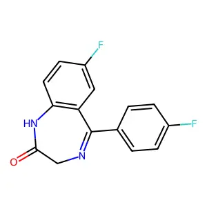 7-Fluoro-5-(4-fluorophenyl)-1,3-dihydro-1,4-benzodiazepin-2-one structure