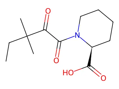 2-Piperidinecarboxylic acid, 1-(3,3-dimethyl-1,2-dioxopentyl)-, (2S)- structure