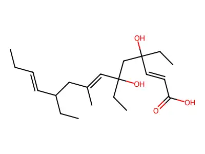4,6,10-Triethyl-4,6-dihydroxy-8-methyltetradeca-2,7,11-trienoic acid structure