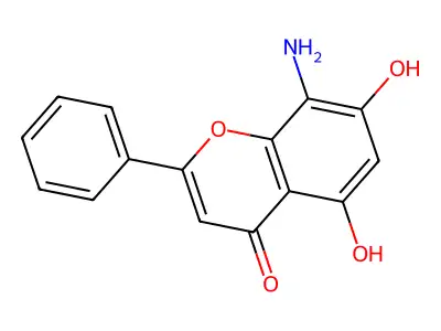 8-Amino-5,7-dihydroxy-2-phenylchromen-4-one structure