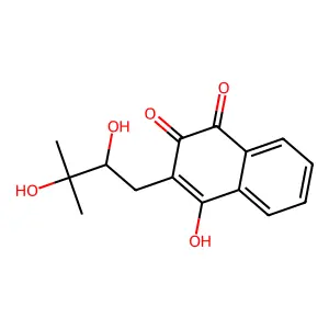 3-(2,3-Dihydroxy-3-methylbutyl)-4-hydroxynaphthalene-1,2-dione structure