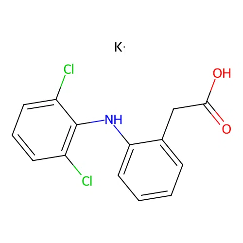 Benzeneacetic acid, 2-[(2,6-dichlorophenyl)amino]-, monopotassiumsalt structure