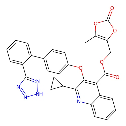 (5-Methyl-2-oxo-1,3-dioxol-4-yl)methyl 2-cyclopropyl-3-[[2a(2)-(2H-tetrazol-5-yl)[1,1a(2)-biphenyl]-4-yl]oxy]-4-quinolinecarboxylate structure