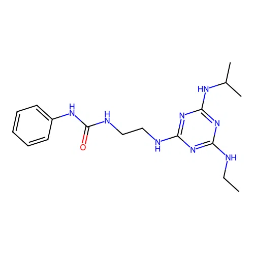 1-(2-((4-(ethylamino)-6-(isopropylamino)-1,3,5-triazin-2-yl)amino)ethyl)-3-phenylurea structure