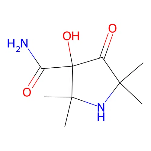 3-Hydroxy-2,2,5,5-tetramethyl-4-oxopyrrolidine-3-carboxamide structure