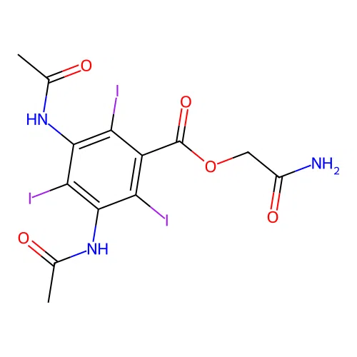 2-Amino-2-oxoethyl 3,5-diacetamido-2,4,6-triiodobenzoate structure