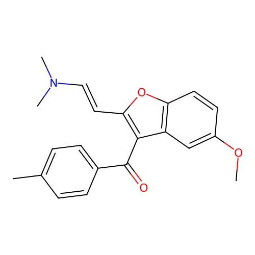(E)-(2-(2-(dimethylamino)vinyl)-5-methoxybenzofuran-3-yl)(p-tolyl)methanone structure