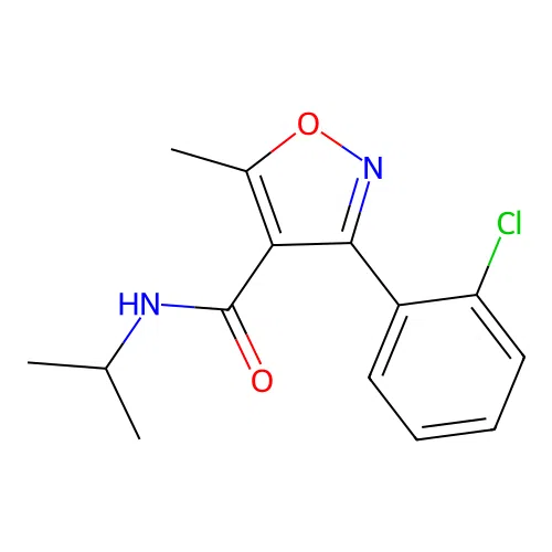 3-(2-chlorophenyl)-5-methyl-N-(propan-2-yl)-1,2-oxazole-4-carboxamide structure