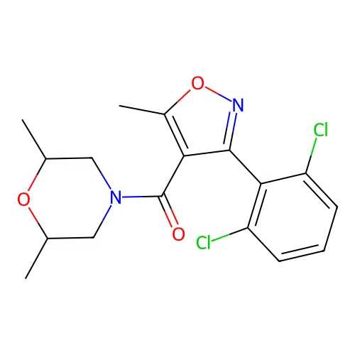 [3-(2,6-dichlorophenyl)-5-methyl-1,2-oxazol-4-yl](2,6-dimethylmorpholin-4-yl)methanone structure