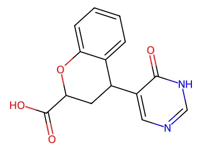 3,4-Dihydro-4-(1,4-dihydro-4-oxo-5-pyrimidinyl)-2H-1-benzopyran-2-carboylic acid structure
