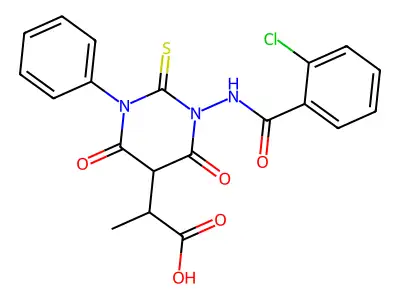 5-Pyrimidineacetic acid, hexahydro-1-((2-chlorobenzoyl)amino)-4,6-dioxo-alpha-methyl-3-phenyl-2-thioxo- structure