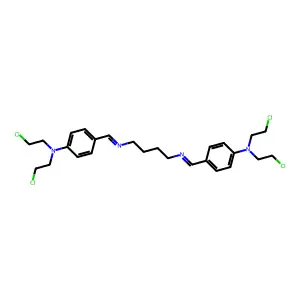 n,n'-Bis[(e)-{4-[bis(2-chloroethyl)amino]phenyl}methylidene]butane-1,4-diamine structure