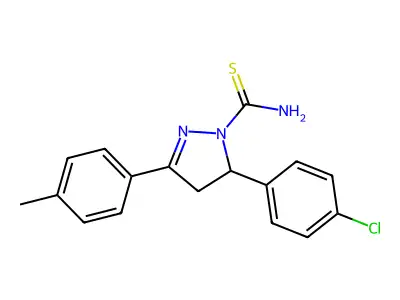 5-(4-chlorophenyl)-3-(4-methylphenyl)-4,5-dihydro-1H-pyrazole-1-carbothioamide structure
