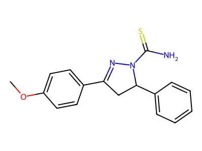 3-(4-methoxyphenyl)-5-phenyl-4,5-dihydro-1H-pyrazole-1-carbothioamide structure