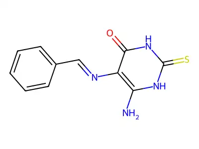 6-Amino-5-(benzylideneamino)-2-sulfanyl-4-pyrimidinol structure