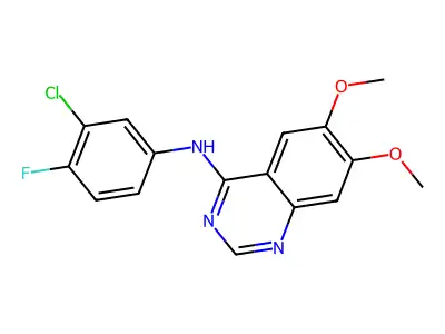 N-(3-chloro-4-fluorophenyl)-6,7-dimethoxyquinazolin-4-amine structure