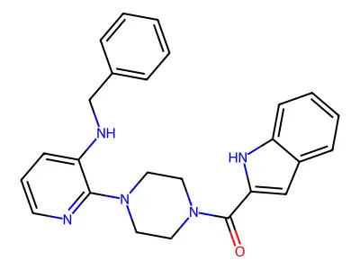 Piperazine, 1-(1H-indol-2-ylcarbonyl)-4-(3-((phenylmethyl)amino)-2-pyridinyl)- structure