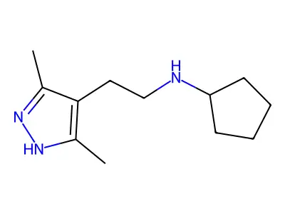 N-[2-(3,5-dimethyl-1H-pyrazol-4-yl)ethyl]cyclopentanamine structure