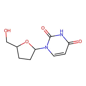 2',3'-Dideoxy-beta-L-uridine structure