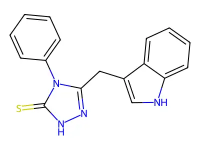 5-(1H-indol-3-ylmethyl)-4-phenyl-2,4-dihydro-3H-1,2,4-triazole-3-thione structure