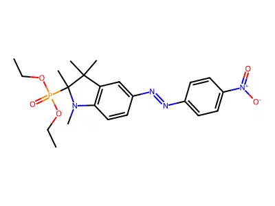 Phosphonic acid, [2,3-dihydro-1,2,3,3-tetramethyl-5-[(4-nitrophenyl)azo]-1H-indol-2-yl]-, diethyl ester (9CI) structure