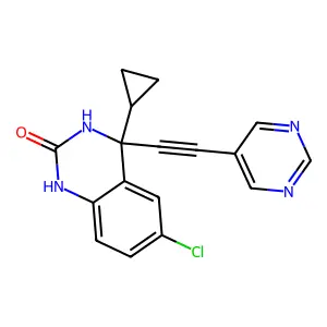 6-Chloro-4-cyclopropyl-4-(2-pyrimidin-5-ylethynyl)-1,3-dihydroquinazolin-2-one structure