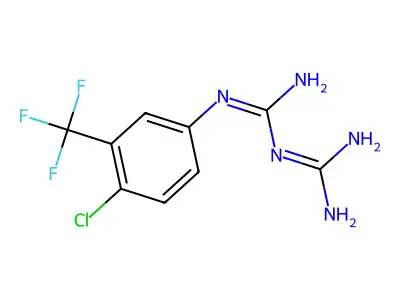 2-[4-Chloro-3-(trifluoromethyl)phenyl]-1-(diaminomethylidene)guanidine structure