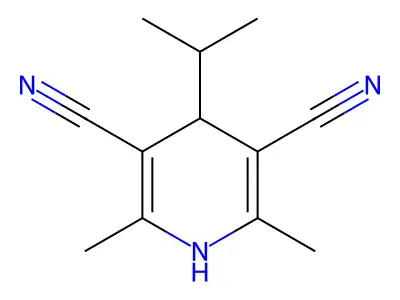 3,5-Pyridinedicarbonitrile, 1,4-dihydro-2,6-dimethyl-4-(1-methylethyl)- structure