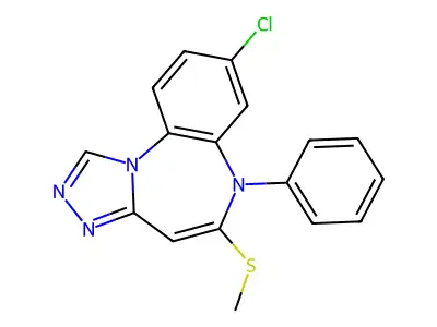 6H-(1,2,4)Triazolo(4,3-a)(1,5)benzodiazepine, 8-chloro-5-(methylthio)-6-phenyl- structure