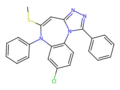 6H-(1,2,4)Triazolo(4,3-a)(1,5)benzodiazepine, 8-chloro-1,6-diphenyl-5-(methylthio)- structure