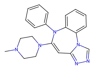 6H-(1,2,4)Triazolo(4,3-a)(1,5)benzodiazepine, 5-(4-methyl-1-piperazinyl)-6-phenyl- structure