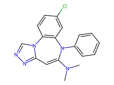 6H-(1,2,4)Triazolo(4,3-a)(1,5)benzodiazepin-5-amine, 8-chloro-N,N-dimethyl-6-phenyl- structure