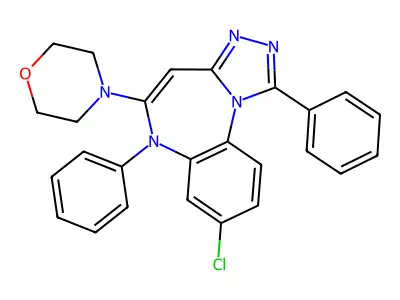 6H-(1,2,4)Triazolo(4,3-a)(1,5)benzodiazepine, 8-chloro-1,6-diphenyl-5-(4-morpholinyl)- structure