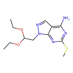 4-Amino-6-methylthio-1-(2',2'-diethoxyethyl)-1H-pyrazolo(3,4-d)pyrimidine structure