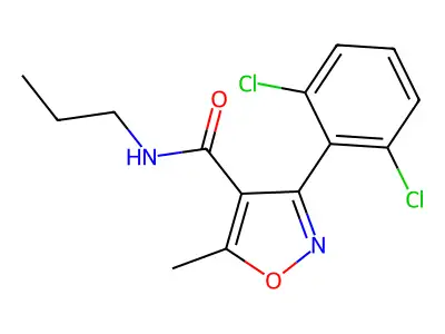 3-(2,6-dichlorophenyl)-5-methyl-N-propyl-1,2-oxazole-4-carboxamide structure