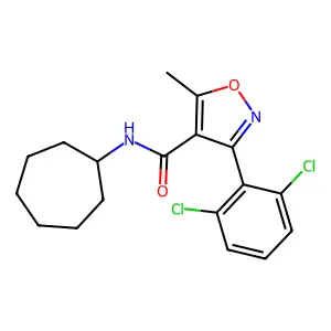 N-cycloheptyl-3-(2,6-dichlorophenyl)-5-methyl-1,2-oxazole-4-carboxamide structure